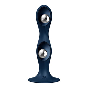 Consolador con ventosa y peso Double Ball-R de SATISFYER, azul oscuro