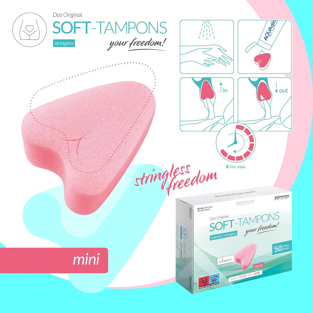 JOY DIVISION Soft Tampon Menstrual Sponges - Mini (50 Pack)