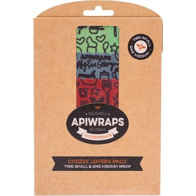 Envoltorios de cera de abejas reutilizables Apiwraps: paquete para amantes del queso (paquete de 3, 2 tallas S y M)