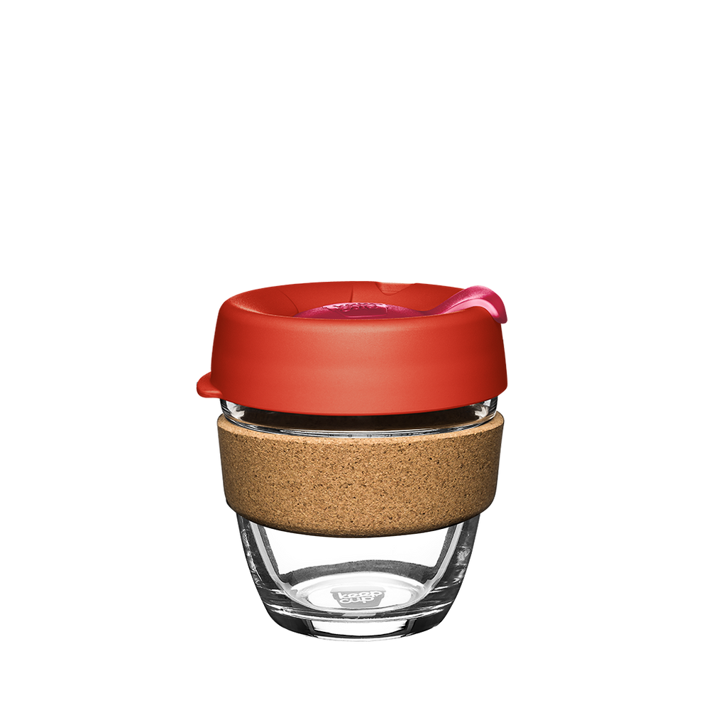KeepCup Reusable Coffee Cup - Brew Glass & Cork - Small 8oz Orange (Daybreak)