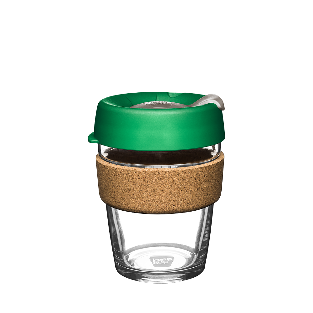 KeepCup Reusable Coffee Cup - Brew Glass & Cork - Medium 12oz Green (Horizon)