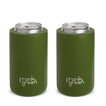Frank Green 3-in-1 Insulated Stubby Holder & Tumbler with Lid 425ml (15oz) - Khaki Green Duo (2 Pack)
