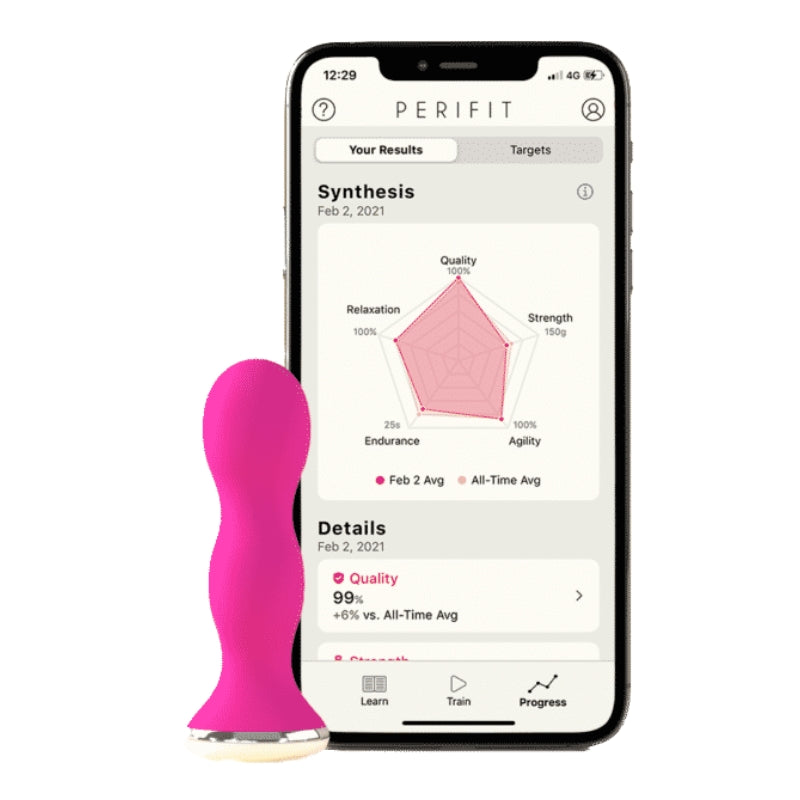 Ejercitador y rastreador de suelo pélvico Kegel PERIFIT (controlado por aplicación) - Rosa