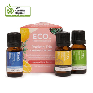 Trío de aceites esenciales Eco Aroma - Radiate (paquete de 3)
