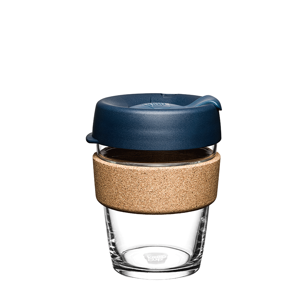KeepCup Reusable Coffee Cup - Brew Glass & Cork - Medium 12oz Deep Blue (Spruce)