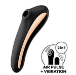 Masajeador de punto G y pulso de aire Dual Kiss de SATISFYER, color negro