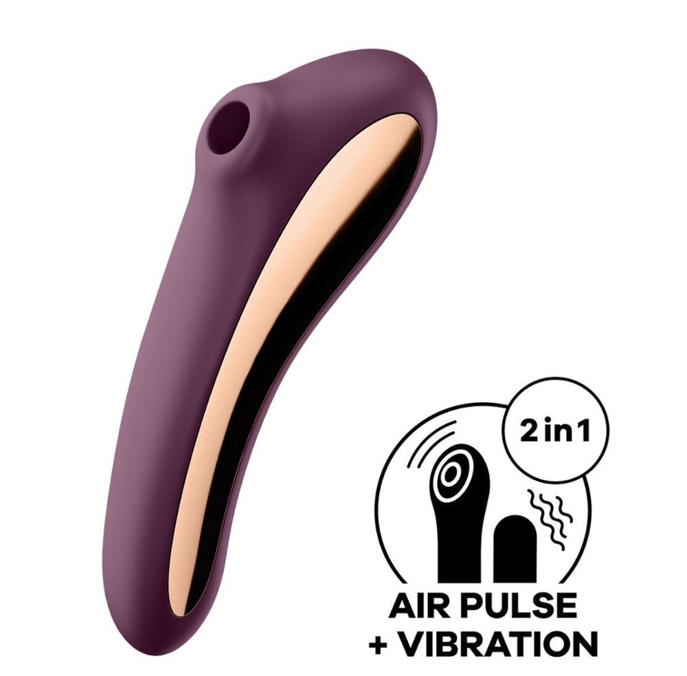 Masajeador de punto G y pulso de aire Dual Kiss de SATISFYER, color rojo vino