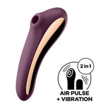 Masajeador de punto G y pulso de aire Dual Kiss de SATISFYER, color rojo vino