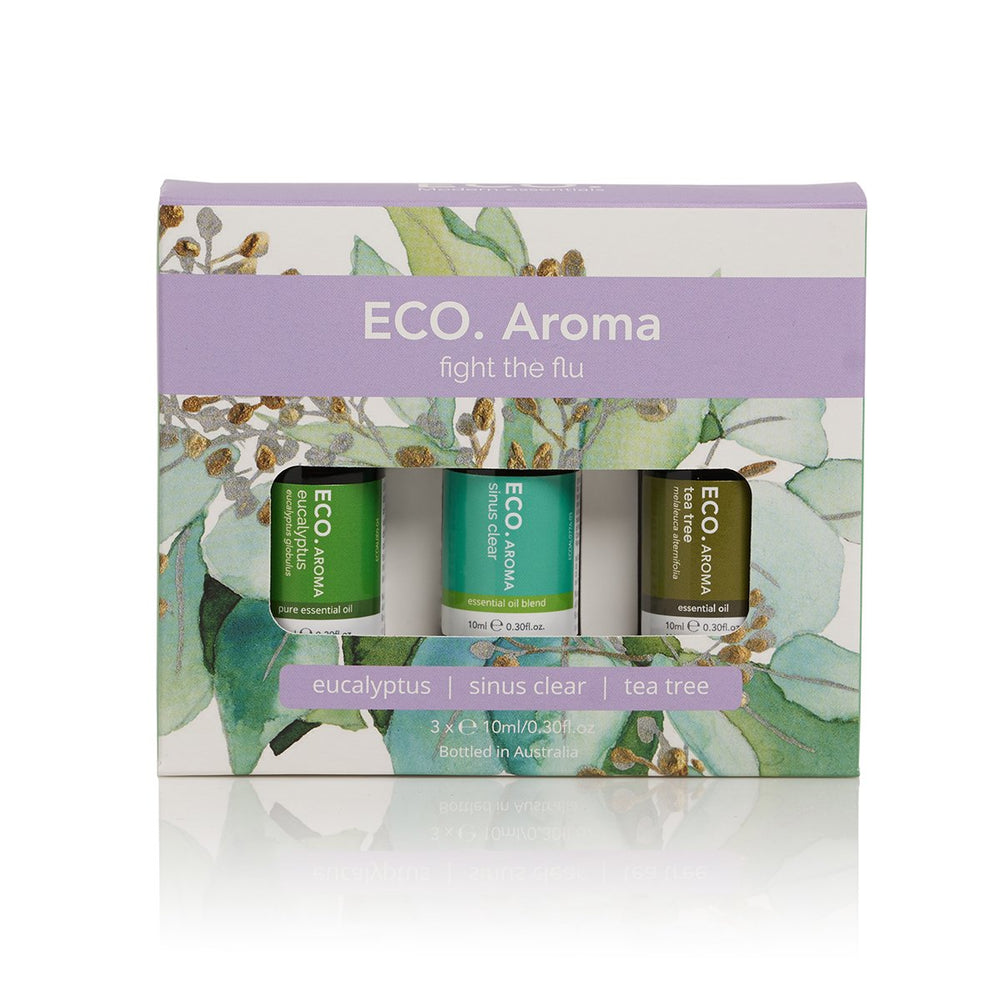 Trío de aceites esenciales Eco Aroma: Combate la gripe (paquete de 3)