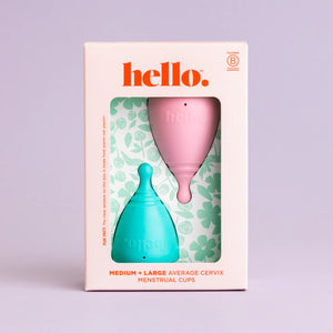 HELLO Menstrual Cup Double Box - M Blue + L Blush