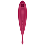 SATISFYER Twirling Pro+ Hybrid Clitoral Air Pulse Stimulator & Tip Vibrator (App Controlled) - Dark Red