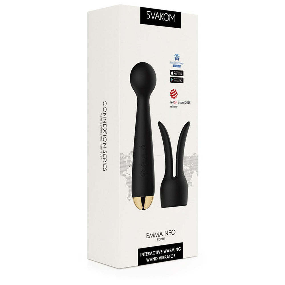Vibrador masajeador interactivo con calefacción Emma Neo de SVAKOM (control interactivo por aplicación, video y cámara web) - Negro