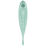 SATISFYER Twirling Pro+ Estimulador de clítoris híbrido con pulso de aire y vibrador de punta (controlado por aplicación) - Menta