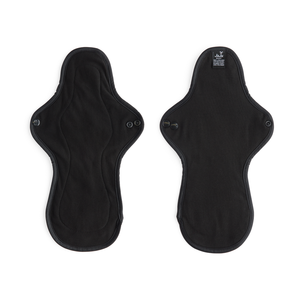 JUJU Reusable Cloth Pad - Black Organic Cotton Night