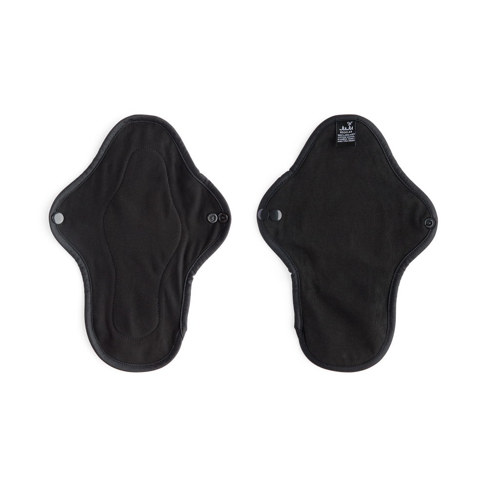 JUJU Reusable Cloth Pad - Black Organic Cotton Regular