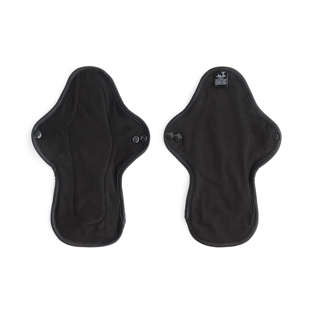 JUJU Reusable Cloth Pad - Black Organic Cotton Large