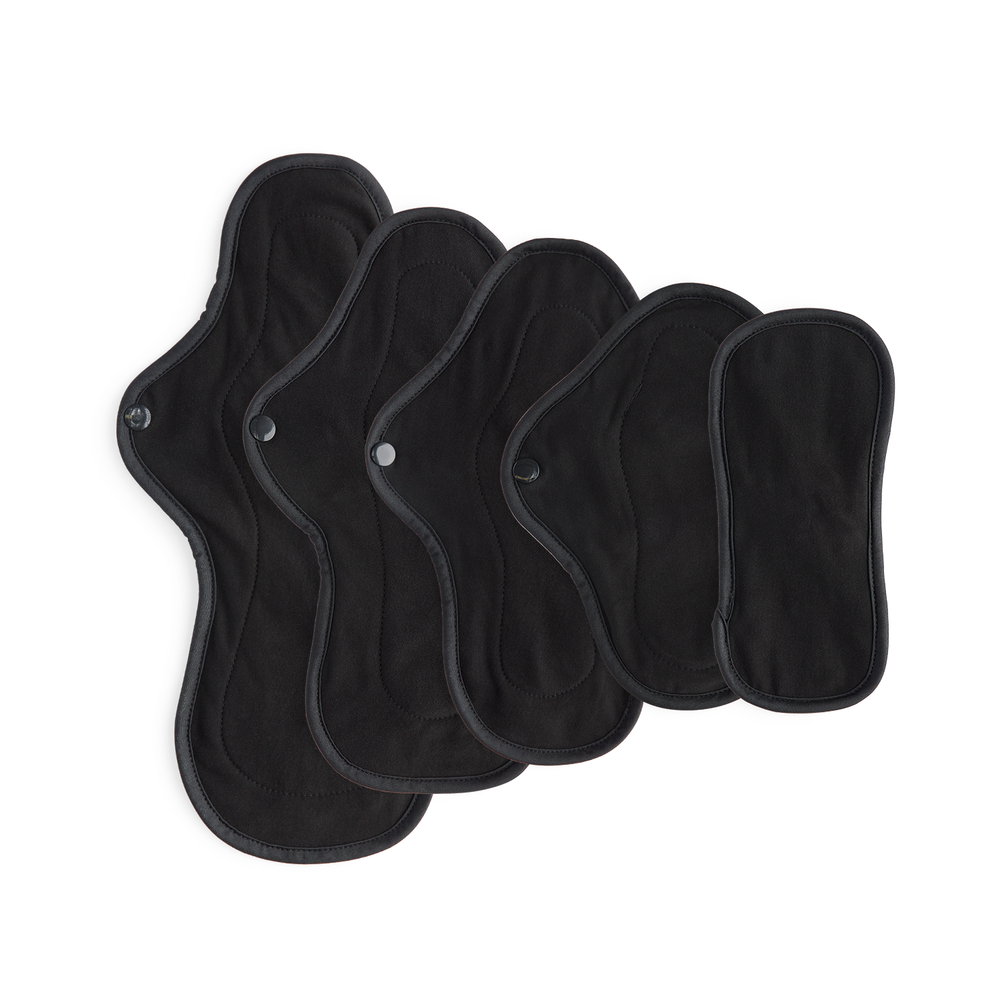 JUJU Reusable Cloth Pad - Black Organic Cotton Regular