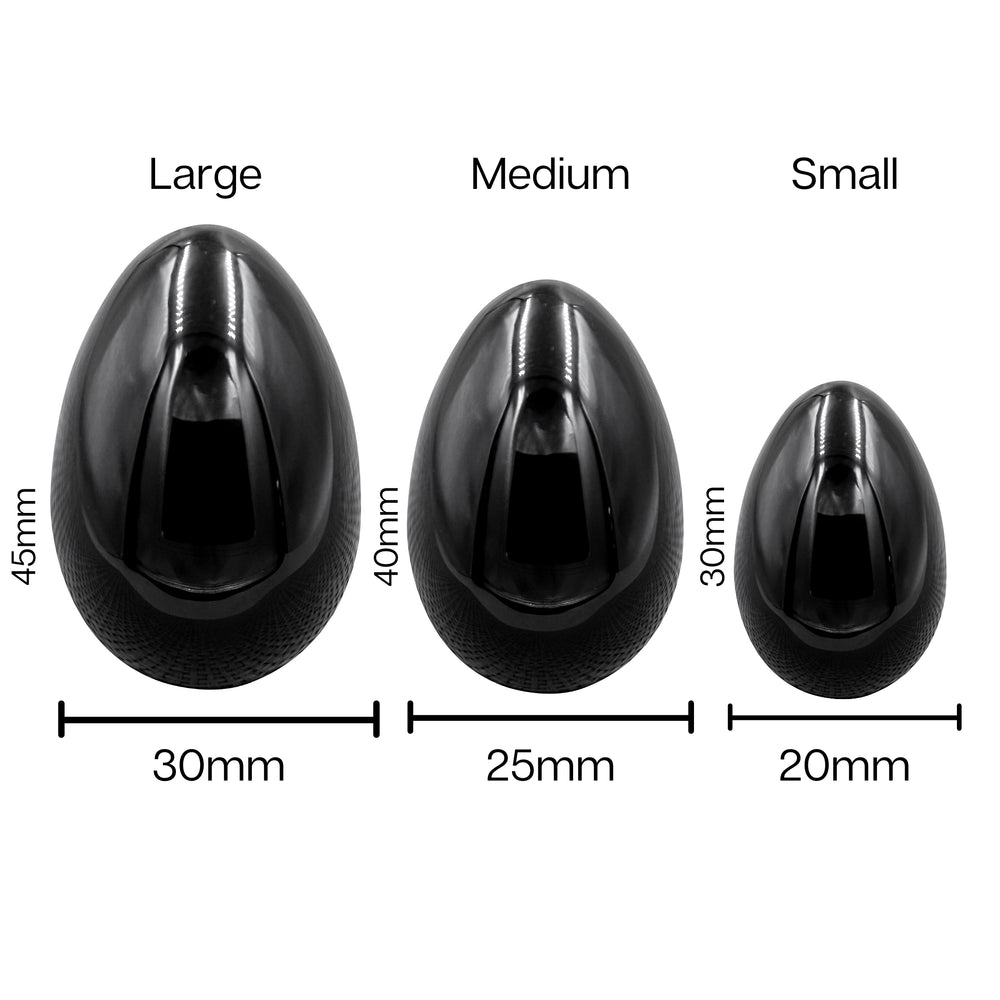 PRECIOUS GEMS Yoni Egg Set - Black Obsidian Undrilled (Set of 3)