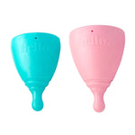 Copa menstrual HELLO en caja doble: M azul + L rubor