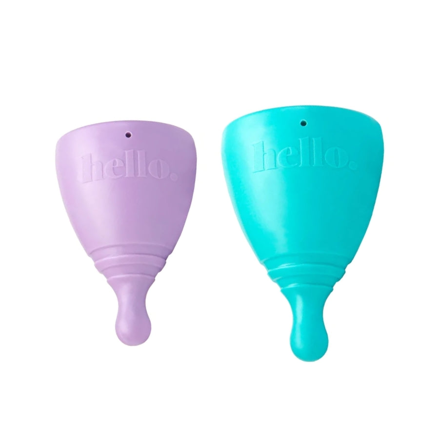 Copa Menstrual HELLO Caja Doble - S Lila + M Azul