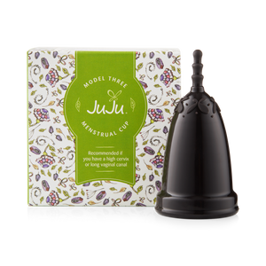 
            
                Load image into Gallery viewer, JUJU Menstrual Cup - Model 3 (High Cervix) Black
            
        