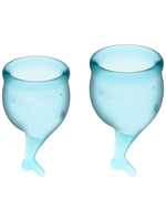 Copa menstrual SATISFYER con tallo de sirena, azul claro (paquete de 2)