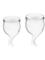 Copa menstrual SATISFYER con tallo de sirena, transparente (paquete de 2)
