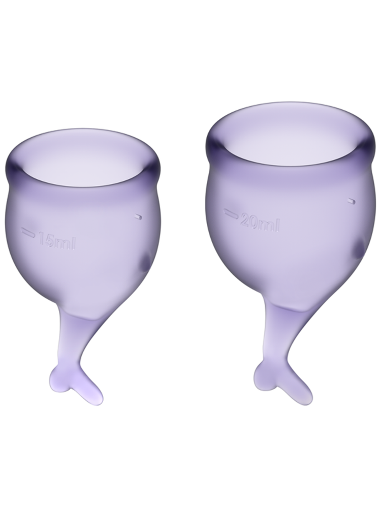 Copa menstrual SATISFYER con tallo de sirena, color lila y morado (paquete de 2)