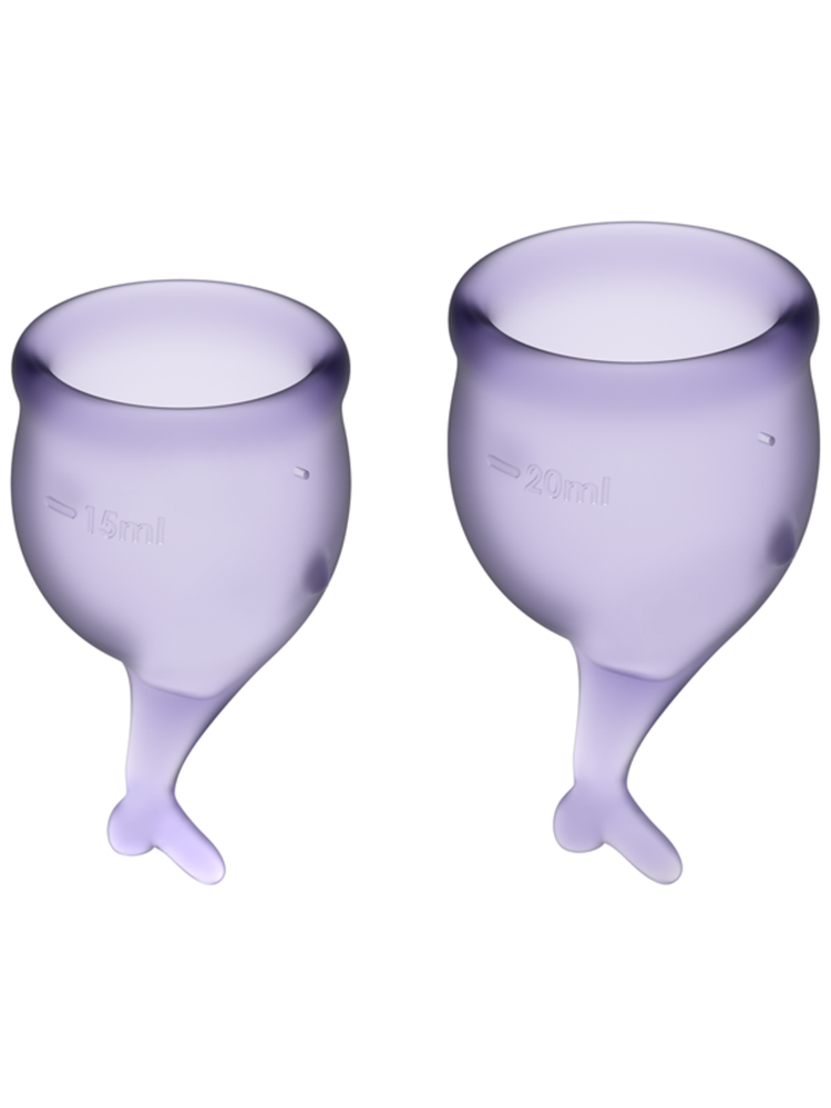 SATISFYER Menstrual Cup with Mermaid Stem - Lilac Purple (2 Pack)