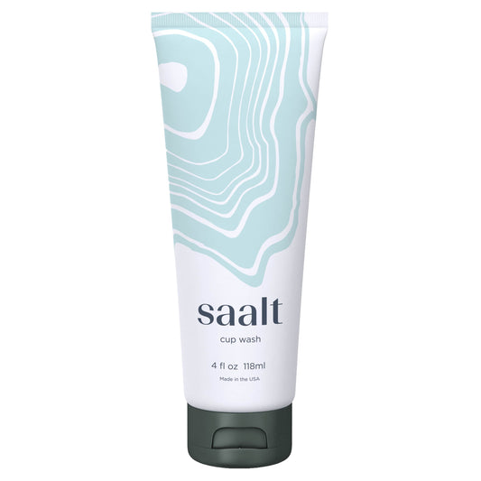 Saalt menstrual cup wash tube, 118 ml squeeze bottle with dark flip cap