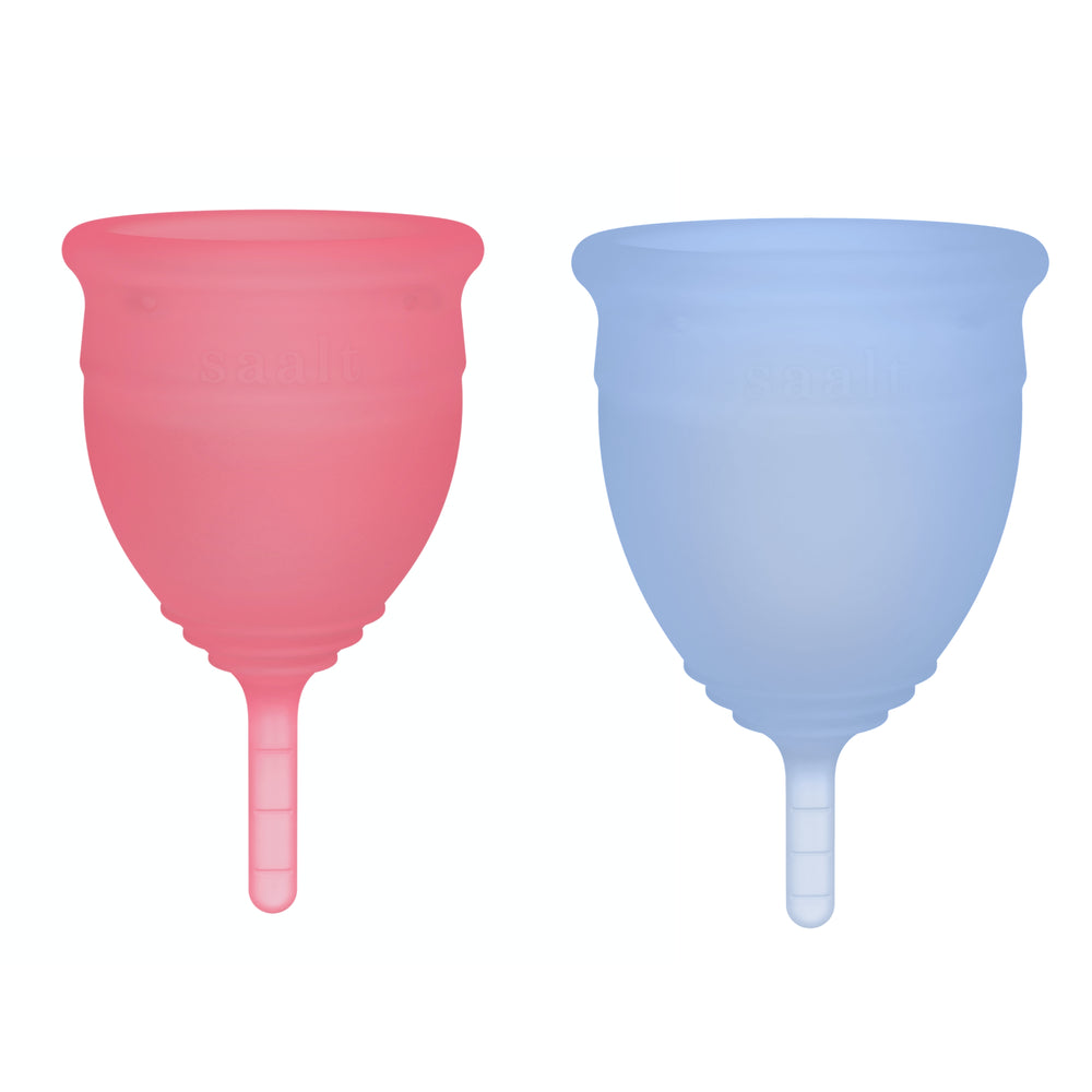 Copa menstrual SAALT Duo Pack original: pequeña rosa Himalaya y normal azul océano