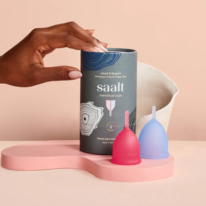 SAALT Menstrual Cup Duo Pack Original - Small Himalayan Pink & Regular Ocean Blue