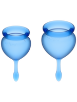 Copa menstrual SATISFYER con vástago con lengüeta - Azul oscuro (paquete de 2)