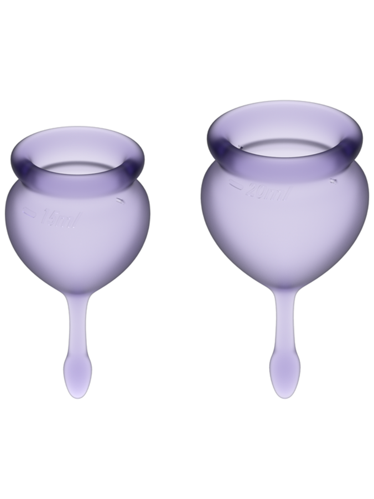 SATISFYER Menstrual Cup with Tab Stem - Lilac Purple (2 Pack)