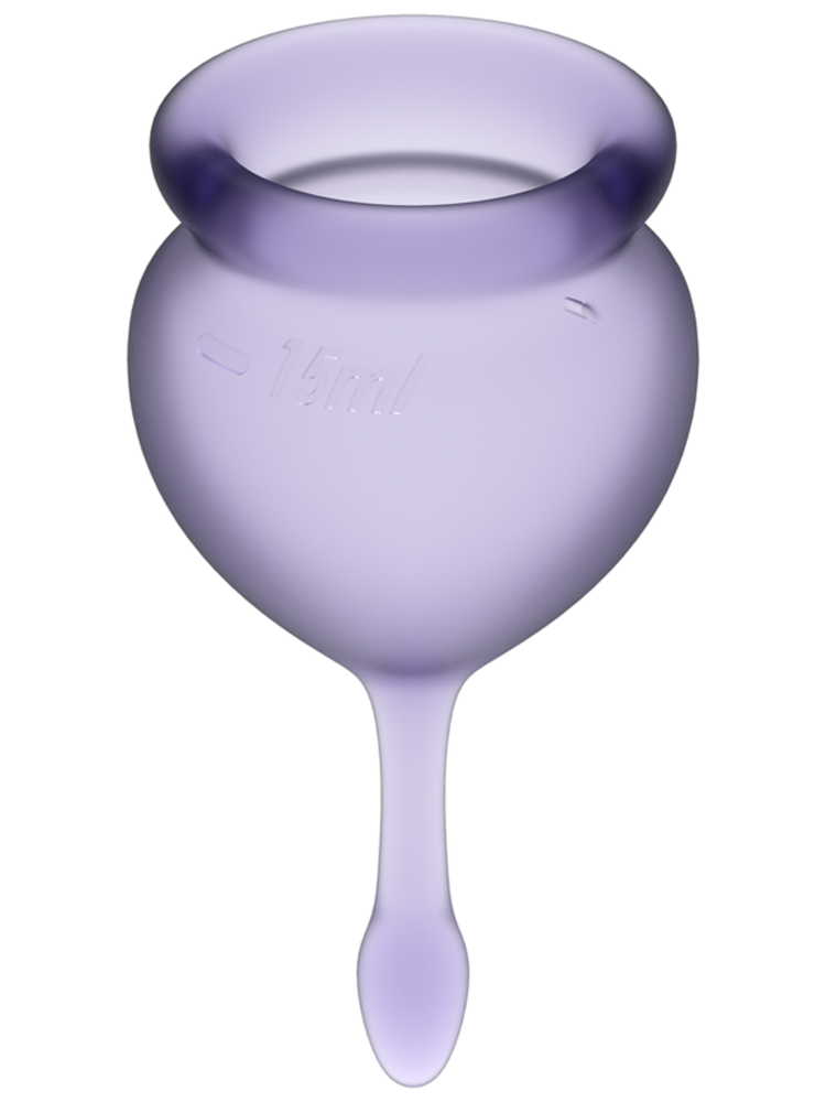 SATISFYER Menstrual Cup with Tab Stem - Lilac Purple (2 Pack)