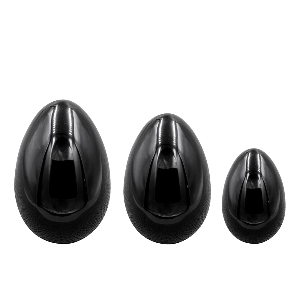 PRECIOUS GEMS Yoni Egg Set - Black Obsidian Undrilled (Set of 3)