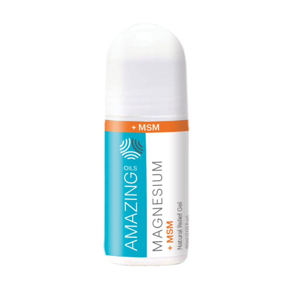 AMAZING OILS Magnesium Gel + MSM Natural Pain Relief Roll-On (60ml)